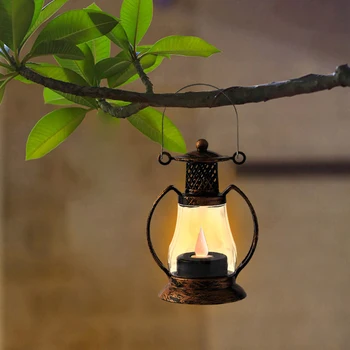 Светодиодный фонарь-свеча в стиле ретро, портативный электронный настольный подвесной ночник, украшения для праздника, свадьбы, украшения для дома