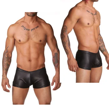 Сексуальное мужское белье, нижнее белье, Шорты, Брюки, влажные трусы-боксеры из искусственной кожи