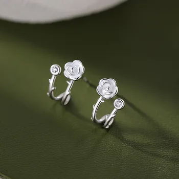 Серебряная игла 925 пробы, Прекрасные серьги-гвоздики в виде хрустального цветка для женщин и девочек, Креативные украшения для пирсинга на свадьбе, подарки eh911