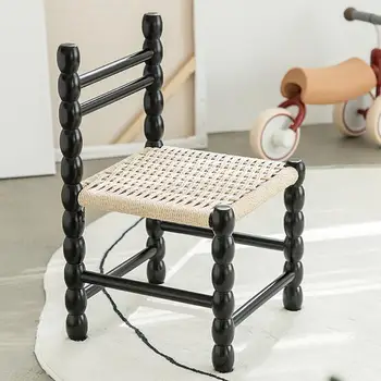 Симпатичный детский стул Kawaii, мебель для маникюрного салона из массива дерева, опора для спины, Современный шезлонг, плетеный стул, мебель для дома