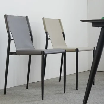 Скандинавские кожаные обеденные стулья для кухни Современный легкий роскошный дизайнерский обеденный стул бытовые креативные стулья со спинкой Ins