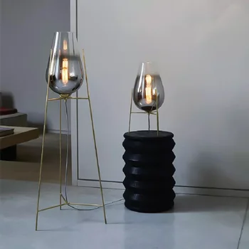 Скандинавский минималистичный стеклянный абажур, светодиодный торшер, домашний декор для гостиной, Внутреннее освещение, Угловой светильник, Прикроватная лампа для спальни