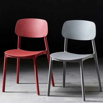 Скандинавский минималистичный пластиковый стул Обеденные стулья с утолщенной спинкой для кухни Модные Креативные Повседневные Домашние Обеденный стол и стул
