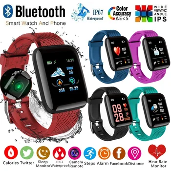 Смарт-часы 116 Plus с Bluetooth, водонепроницаемые спортивные часы с пульсометром, часы для измерения артериального давления, мужские Женские наручные часы для телефона Xiaomi