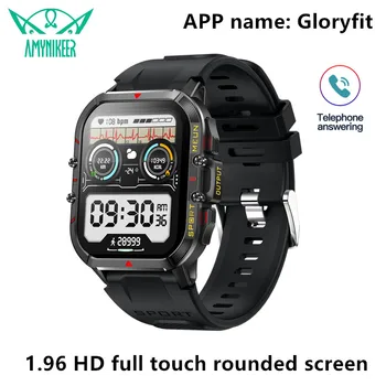 Смарт-часы T21 для занятий спортом на открытом воздухе, Bluetooth-вызов, голосовой ассистент с экраном 1,96 дюйма, определение давления для здорового сердечного ритма женщин