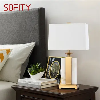 Современная настольная лампа SOFITY с диммером 220 В 110 В, Роскошная мраморная настольная лампа Home LED Для фойе, гостиной, офиса, спальни, отеля