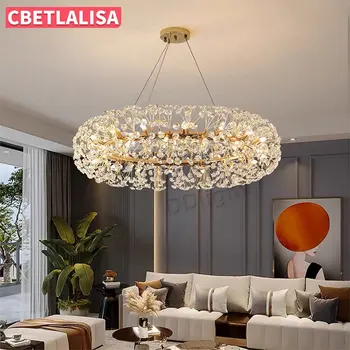 Современная хрустальная подвесная люстра K9 Gold Luxury Living Dining Room Lustre Круглая светодиодная подвесная лампа для внутреннего освещения