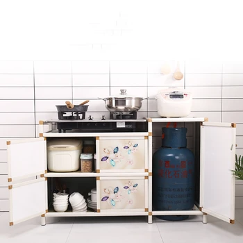Современные кухонные шкафы из алюминиевого сплава, Кухонная мебель, простой многослойный шкаф для хранения, Домашний шкаф для плиты из нержавеющей стали