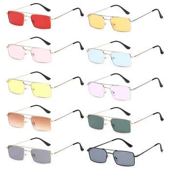 Солнцезащитные очки в металлической оправе для женщин и мужчин, ретро-прямоугольные солнцезащитные очки с линзами UV400, солнцезащитные очки в классическом стиле стимпанк