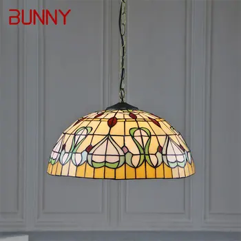 Стеклянный подвесной светильник Bunny Tiffany с креативным рисунком, Винтажный Подвесной светильник, Декор для дома, столовой, спальни, отеля