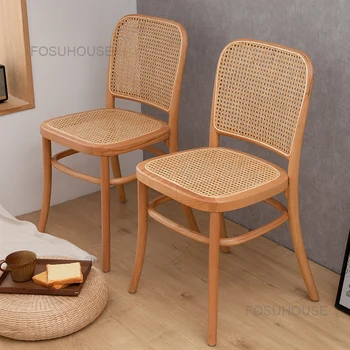 Стулья для гостиной из китайского ротанга, мебель для дома в стиле ретро, Обеденный стул со спинкой из цельного дерева, кресло для макияжа, кресло для отдыха на балконе и в саду