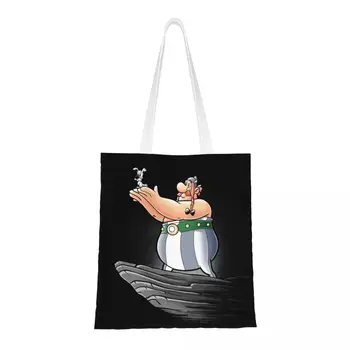 Сумка для покупок Бакалейных товаров Dog King, Холщовая сумка Для покупок Через плечо, Большая Вместительная Прочная сумка Asterix И Obelix Dogmatix