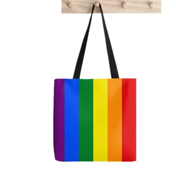 Сумка-тоут 2021 Shopper Pride с принтом радужного флага, женская сумка-тоут Harajuku, женская сумка для покупок через плечо, женская холщовая сумка