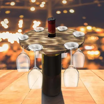 Сушилка для винных бокалов и держатель для бутылок Деревянные бокалы для хранения вина Крючок Подставка Органайзер Лоток с бесплатным деревянным штопором P1