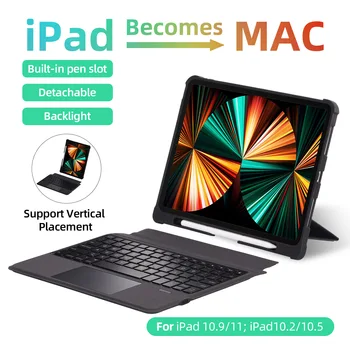 Съемный чехол-клавиатура Для iPad 10.2 10.5 Air 3 4 5 10.9 10-го поколения, Для iPad Pro 11 12.9 Беспроводная клавиатура с подсветкой