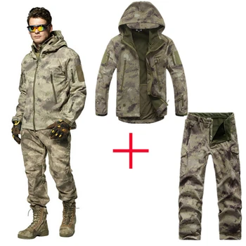 Тактические комплекты камуфляжных курток TAD с мягкой оболочкой, мужские уличные водонепроницаемые теплые флисовые пальто, походная походная охотничья армейская одежда, костюмы