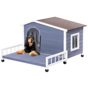 Уличный деревянный домик для собак с петлями, поднятыми ножками, открывающейся асфальтовой крышей и съемным полом Для наружных садов на заднем дворе