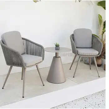 Уличный ротанговый стул для отдыха в скандинавском стиле, комбинация стола и стула во внутреннем дворе, Садовая мебель для проживания в семье, водонепроницаемая