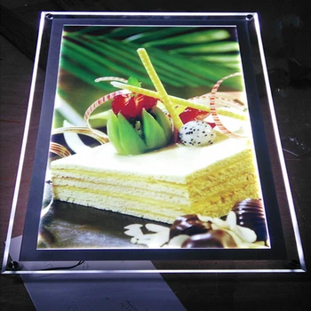 Ультратонкая акриловая рамка, светодиодные панели меню с подсветкой, светодиодный лайтбокс меню с кристаллами A2