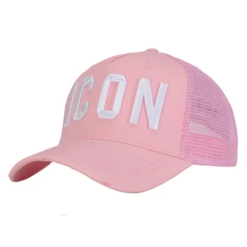 Фирменная шляпа ICON, Сетчатая Летняя бейсболка для мужчин и женщин, Розовая вышивка, значок с буквами, шляпа для папы, Кепка для дальнобойщика в стиле хип-хоп, Hombre