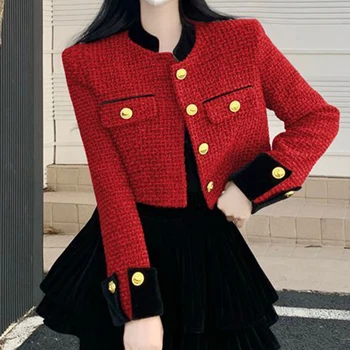 Французское шерстяное пальто с коротким обратимым воротником-стойкой на плечах контрастного цвета 2023, новое женское пальто ранней весны