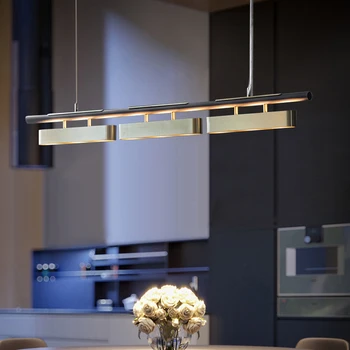 Художественная светодиодная люстра, современный минималистичный подвесной светильник, обеденное освещение из нержавеющей стали, декоративный медный цвет