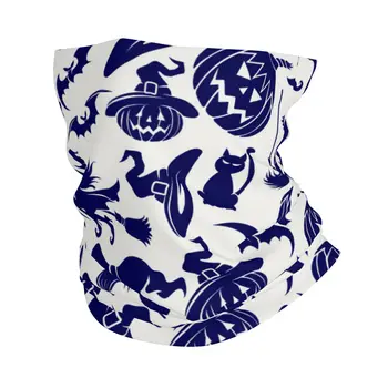 Хэллоуин, Бесшовная бандана с синим рисунком, наполовину балаклава, головной убор, повязка на голову, многофункциональный головной платок для занятий спортом на открытом воздухе