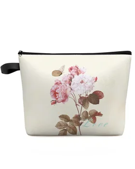 Цветочная бабочка Винтажная дорожная косметичка большой емкости, Портативная сумка для хранения макияжа, женский водонепроницаемый пенал