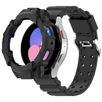 Чехол + Ремешок для Samsung Galaxy Watch 4/5 44 мм 40 мм силиконовый браслет Без Зазоров correa Защитный Чехол Galaxy watch 5 ремешок 20 мм