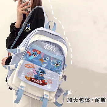 Школьный ранец Disney Stitch для мальчиков и девочек, рюкзак для младших школьников, дорожная сумка с Микки Маусом, милая сумочка