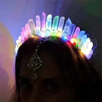 Электрический карнавал Rave Forest Light up Crown Led Crystal Crown Crystal Quartz Angel Aura