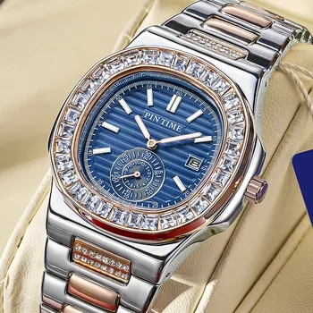 Элитный бренд Кварцевые наручные часы Мужские наручные часы с бриллиантами Модные мужские часы Деловые часы Relogio Мужские часы с датой