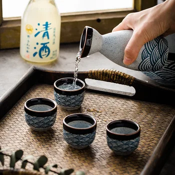 Японский набор саке Керамическая бутылка для вина Винный стакан Бытовой винный сепаратор Baijiu Cups Ресторанный винный прибор Подарки для переезда